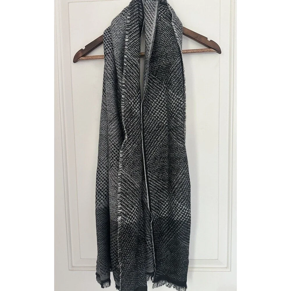 PIQUADRO Men's Wool Scarf Made in Italy Black Grey